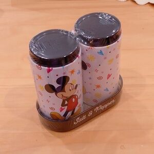 Mickey Minnie Mouse Salt and Pepper Shaker Set Metal Tin